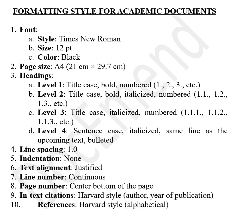 Standard formatting style for academic documents at DocEmend